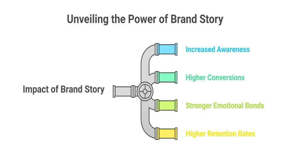 Image illustrating the impact of brand story on business success and customer engagement.