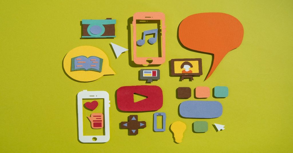 Green background featuring social media icons, illustrating the concept to repurpose your videos and enhance brand recall.