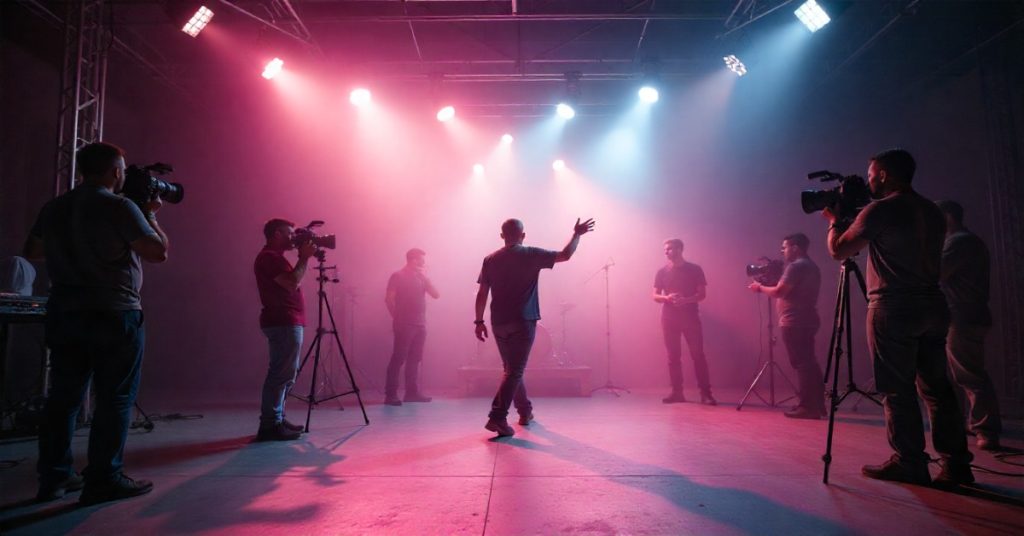 360-degree video production set-up.