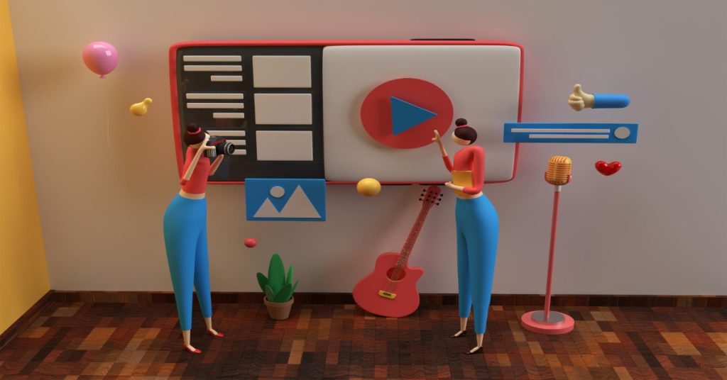Two people conducting a live stream, focusing on the latest trends in corporate video production.