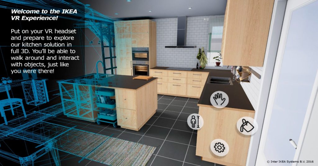 Screenshot of the IKEA app showcasing virtual reality features for enhanced shopping experience.