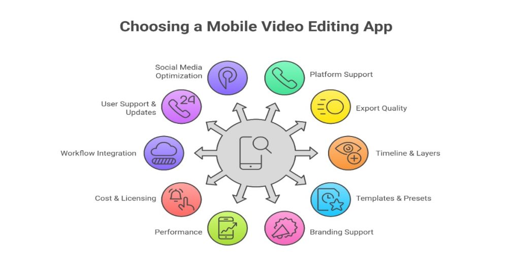 Image depicting the process of choosing a mobile video editing app.