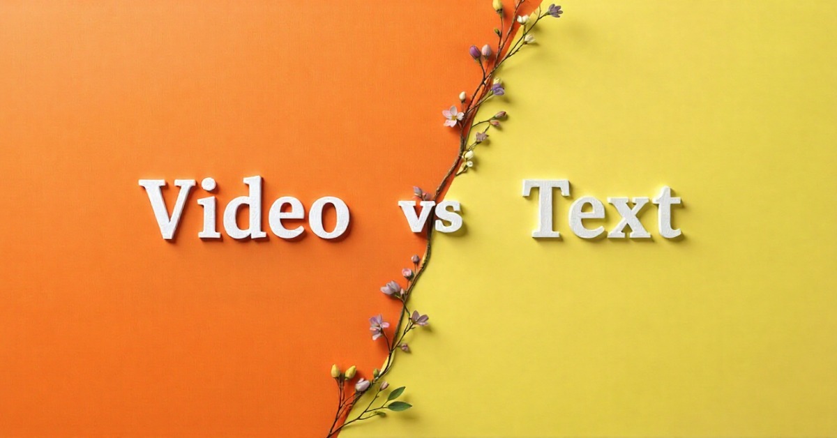 Visual representation of video vs text content for effective business communication.
